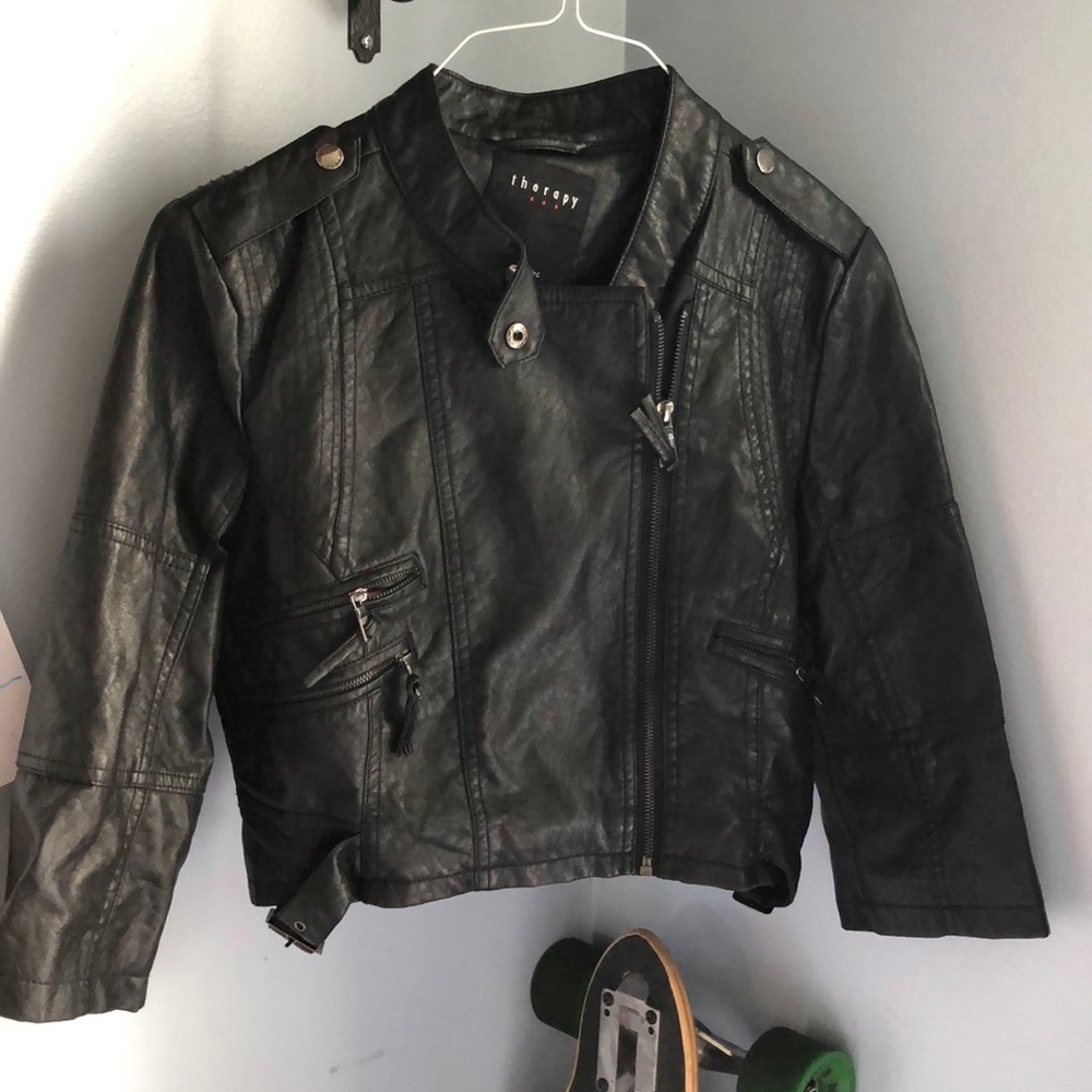 Faux leather moto jacket